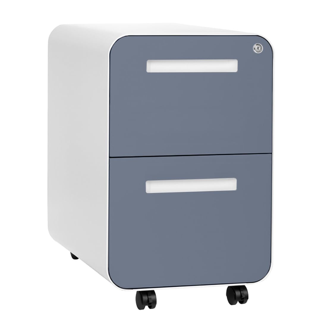 Laura Davidson Furniture Stockpile 2 Drawer Mobile File Cabinet with Lock - Under Desk Metal Filing Cabinet, Legal/Letter File Folders, Wheels and Stationary Feet, Pre-Assembled, Dark Brown