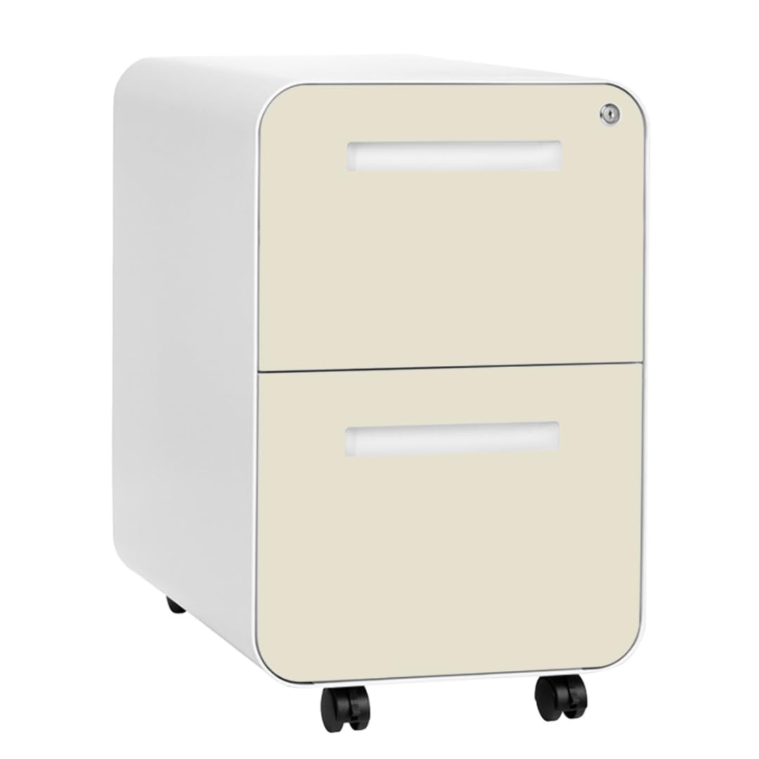 Laura Davidson Furniture Stockpile 2 Drawer Mobile File Cabinet with Lock - Under Desk Metal Filing Cabinet, Legal/Letter File Folders, Wheels and Stationary Feet, Pre-Assembled, Dark Brown