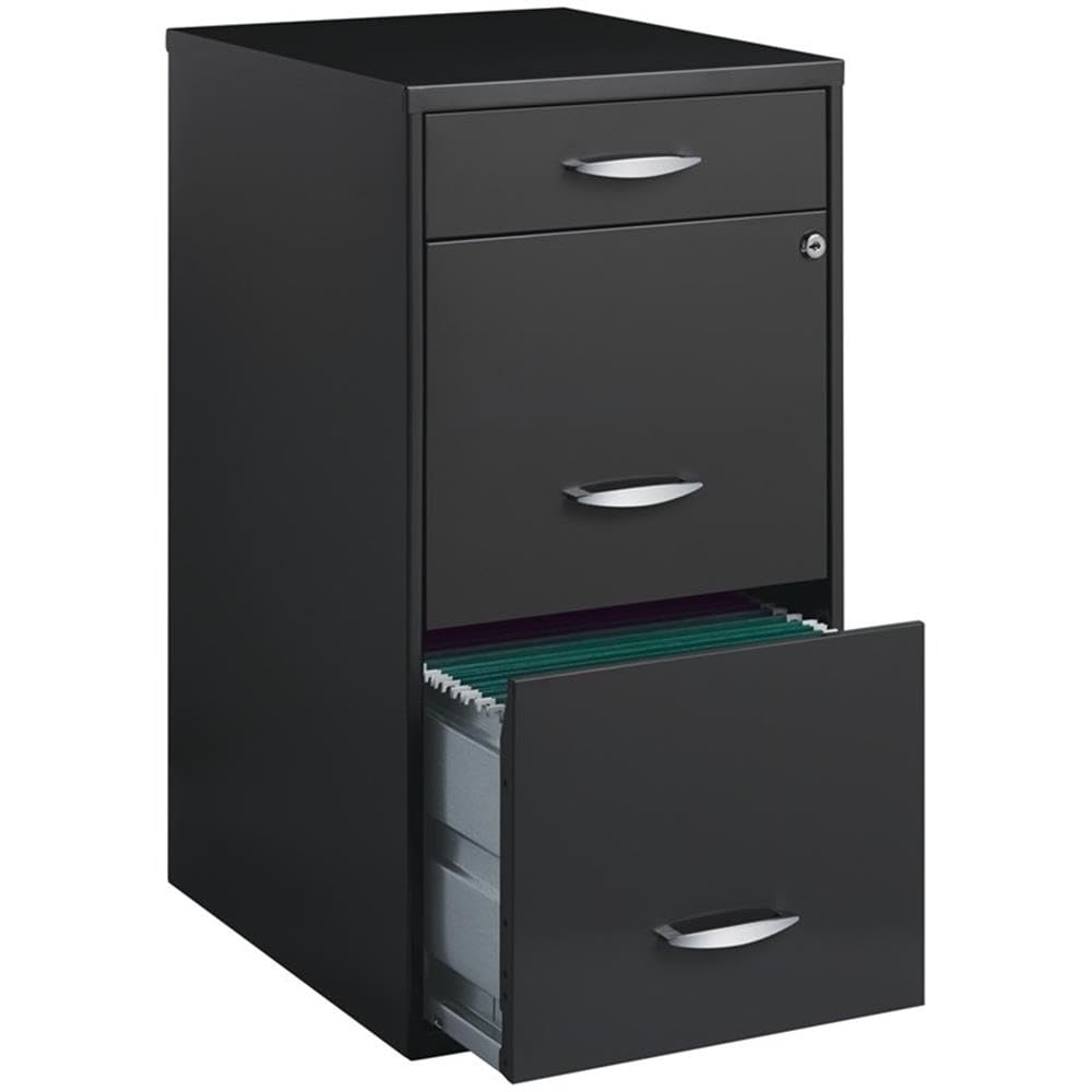 Pemberly Row 3 Drawers 27.32" Vertical Charcoal Metal Filing Cabinet Lockable Pre-Assembled Stationary Letter Size for Home, Office