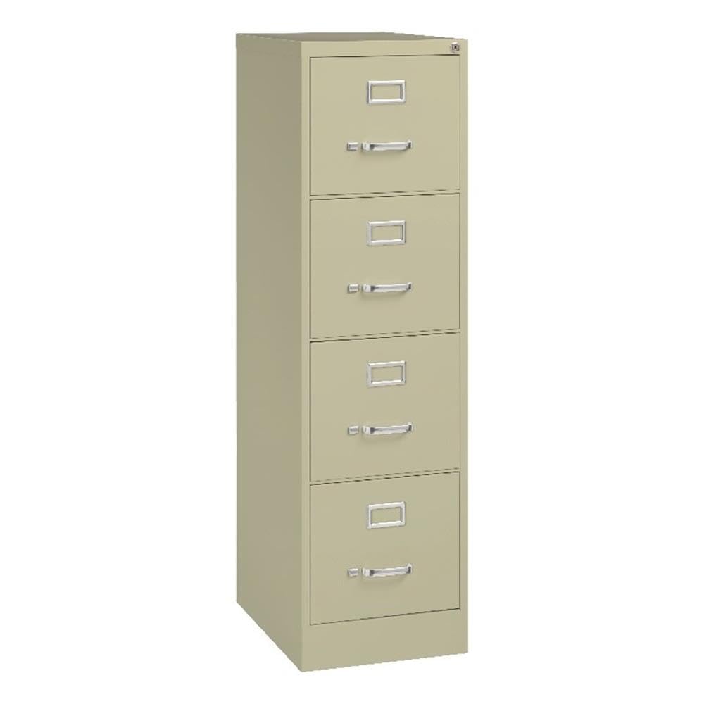 Pemberly Row 4 Drawers 52" Vertical Black Metal Filing Cabinet Lockable Pre-Assembled Stationary Letter Size for Home, Office