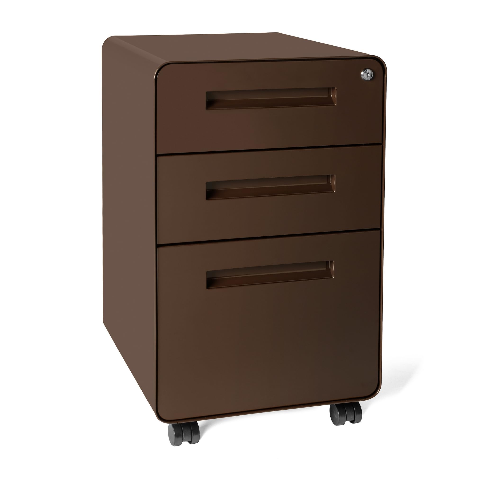 Laura Davidson Furniture Stockpile 3 Drawer File Cabinet with Lock - Under Office Desk Metal Filing Cabinet, Legal/Letter File Folders, Wheels and Stationary Feet, Pre-Assembled, Sage Green