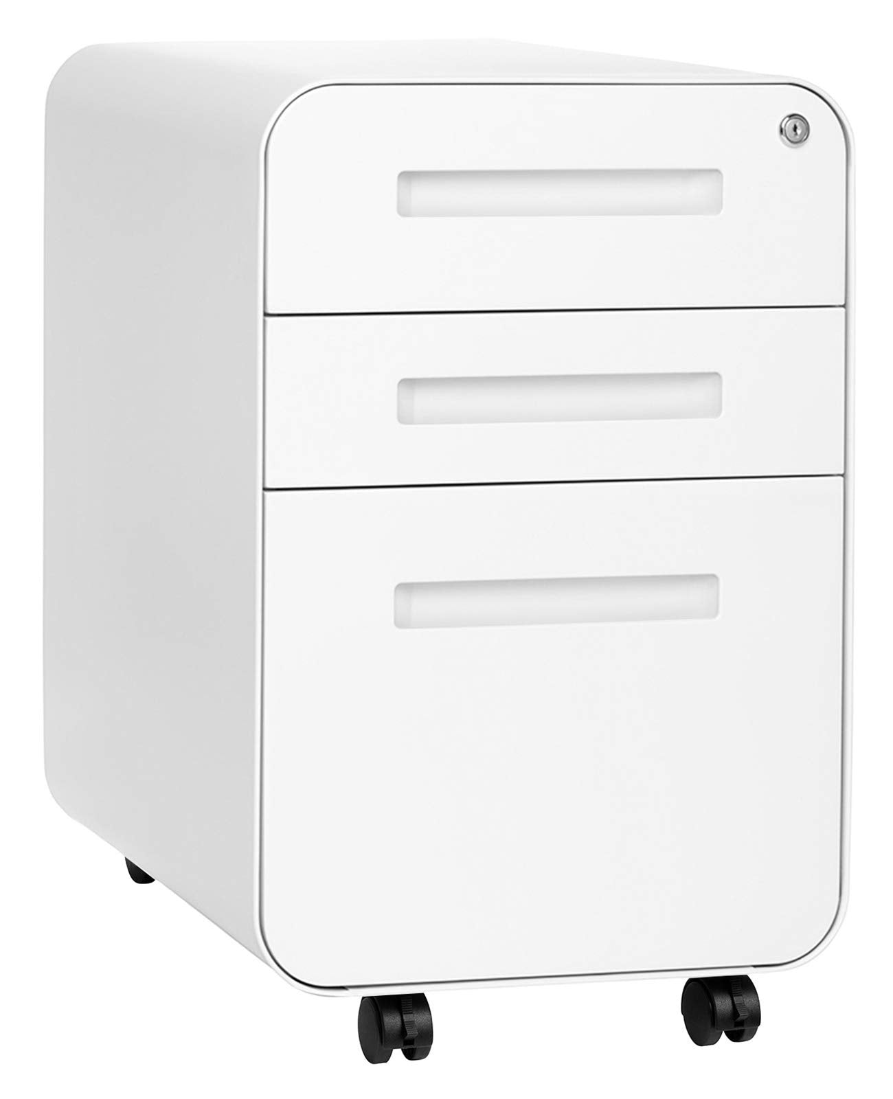 Laura Davidson Furniture Stockpile 3 Drawer File Cabinet with Lock - Under Office Desk Metal Filing Cabinet, Legal/Letter File Folders, Wheels and Stationary Feet, Pre-Assembled, Sage Green