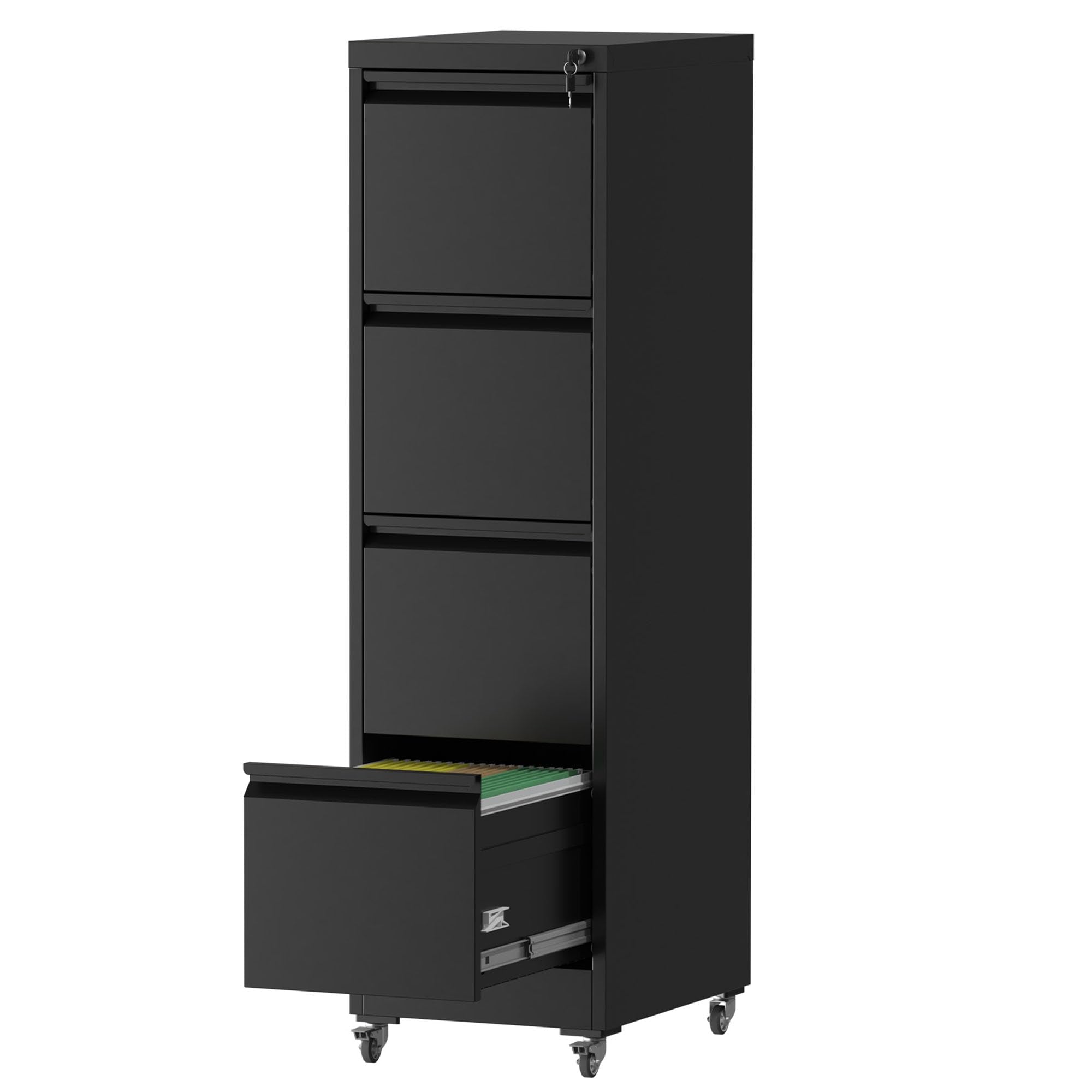 Lateral File Cabinet with Lock, 2 Drawer Filing Cabinet, Metal File Cabinets for Home Office, Steel Heavy-Duty Filing Storage Cabinet for Letters/Legal/A4 (Require Assembly, Black)