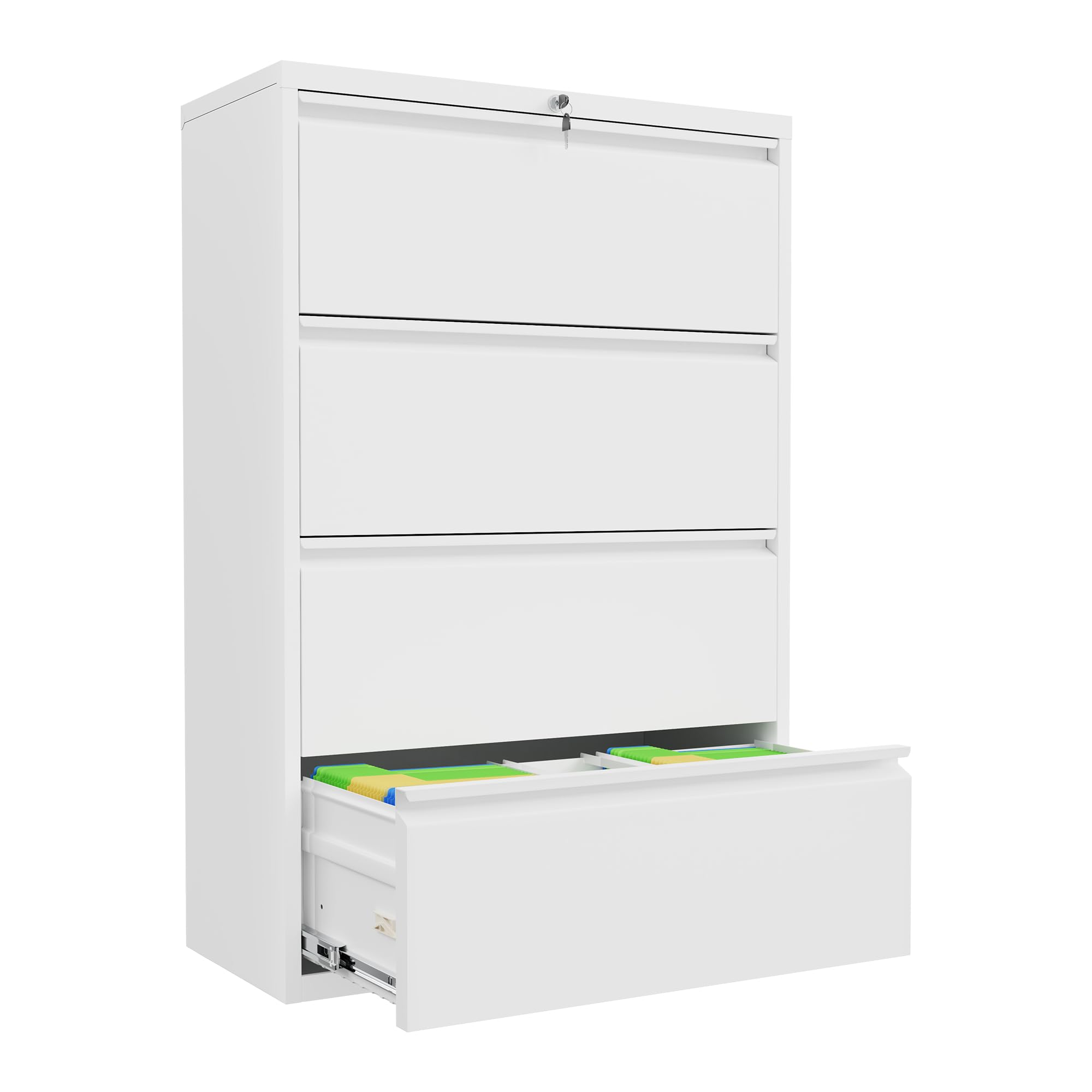 INTERGREAT 3 Drawer Filing Cabinet with Lock, White Mobile File Cabinet with Wheels, Rolling Small Metal Cabinets Under Desk for Home Office, Assembled