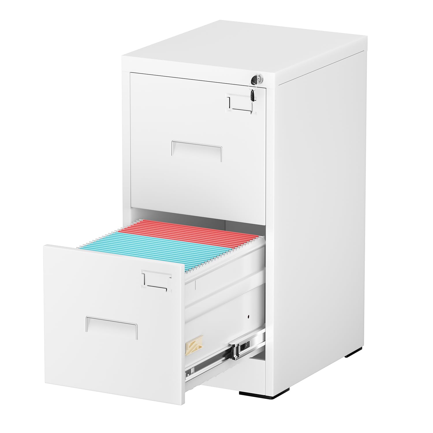 INTERGREAT 3 Drawer Filing Cabinet with Lock, White Mobile File Cabinet with Wheels, Rolling Small Metal Cabinets Under Desk for Home Office, Assembled