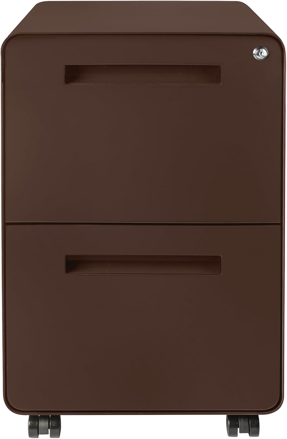 Laura Davidson Furniture Stockpile 2 Drawer Mobile File Cabinet with Lock - Under Desk Metal Filing Cabinet, Legal/Letter File Folders, Wheels and Stationary Feet, Pre-Assembled, Dark Brown