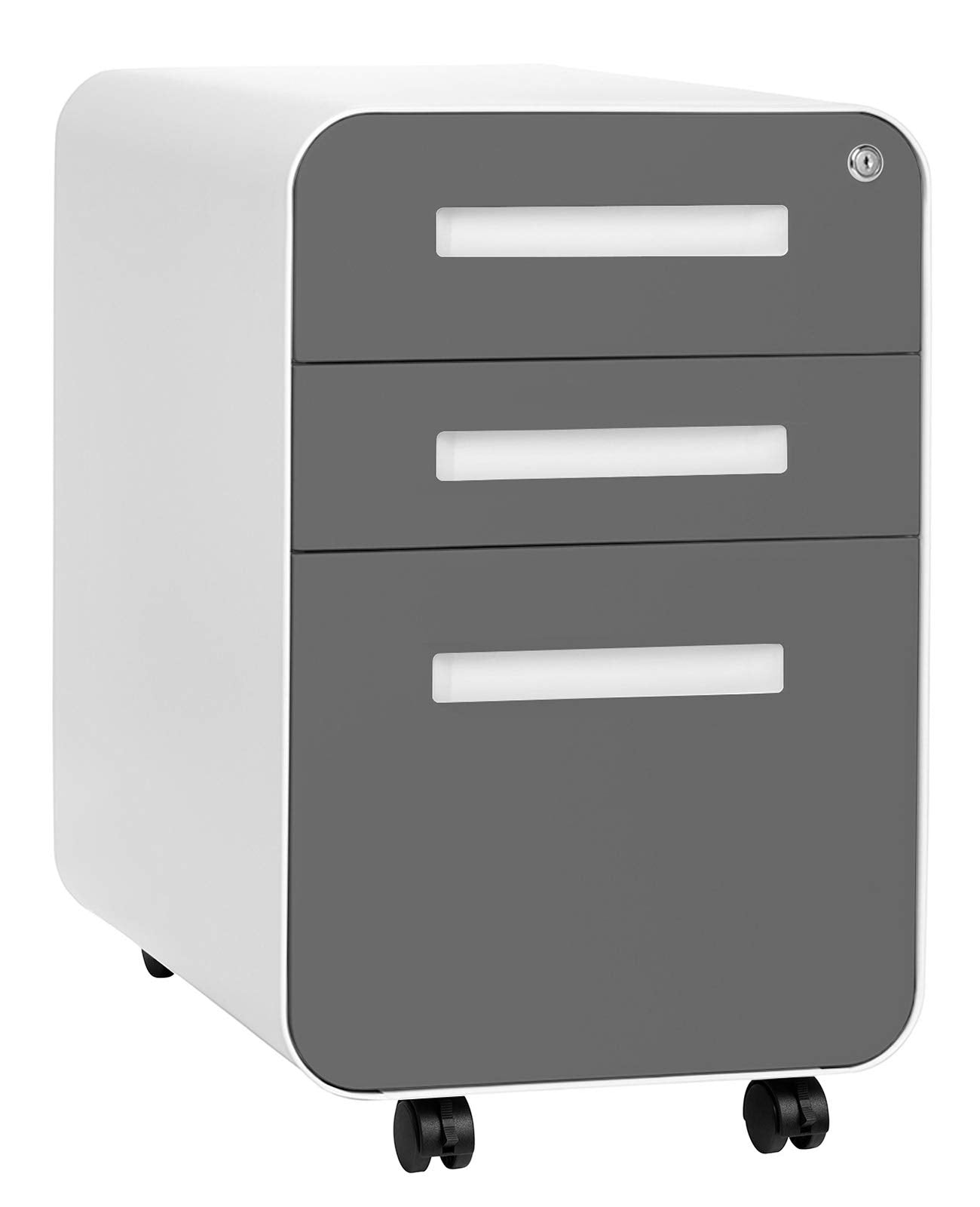 Laura Davidson Furniture Stockpile 3 Drawer File Cabinet with Lock - Under Office Desk Metal Filing Cabinet, Legal/Letter File Folders, Wheels and Stationary Feet, Pre-Assembled, Sage Green