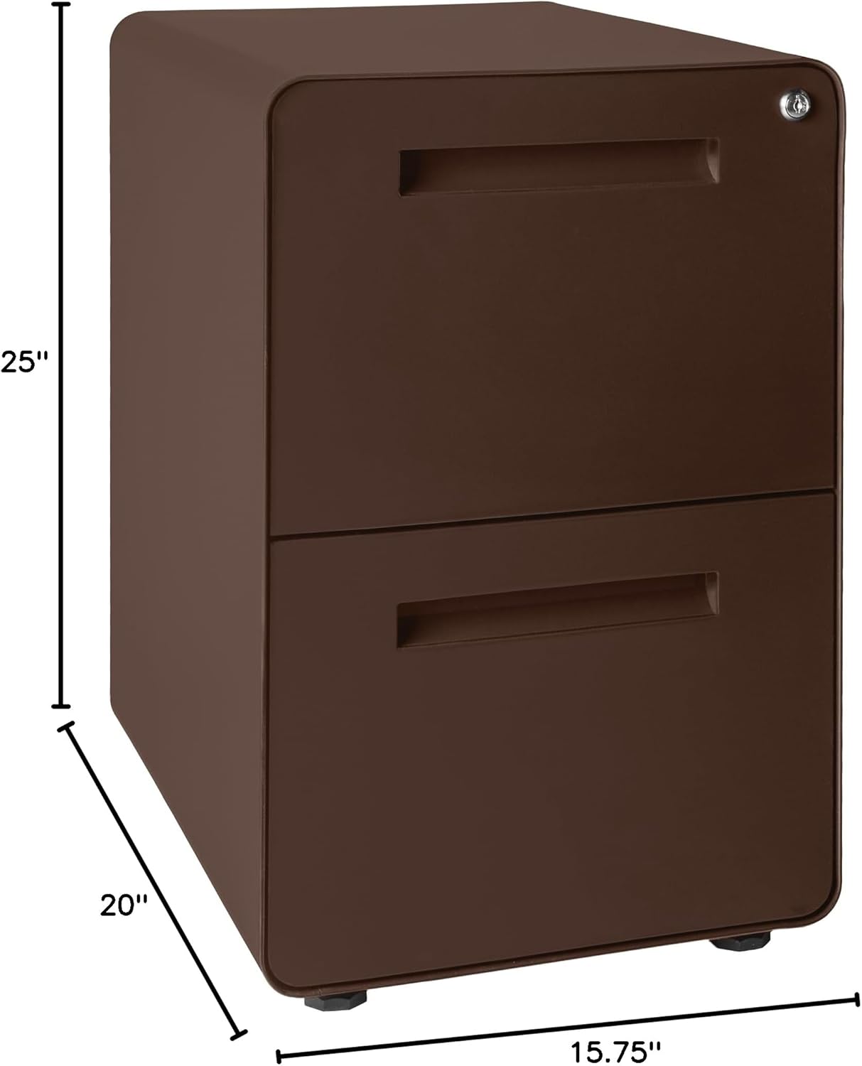 Laura Davidson Furniture Stockpile 2 Drawer Mobile File Cabinet with Lock - Under Desk Metal Filing Cabinet, Legal/Letter File Folders, Wheels and Stationary Feet, Pre-Assembled, Dark Brown