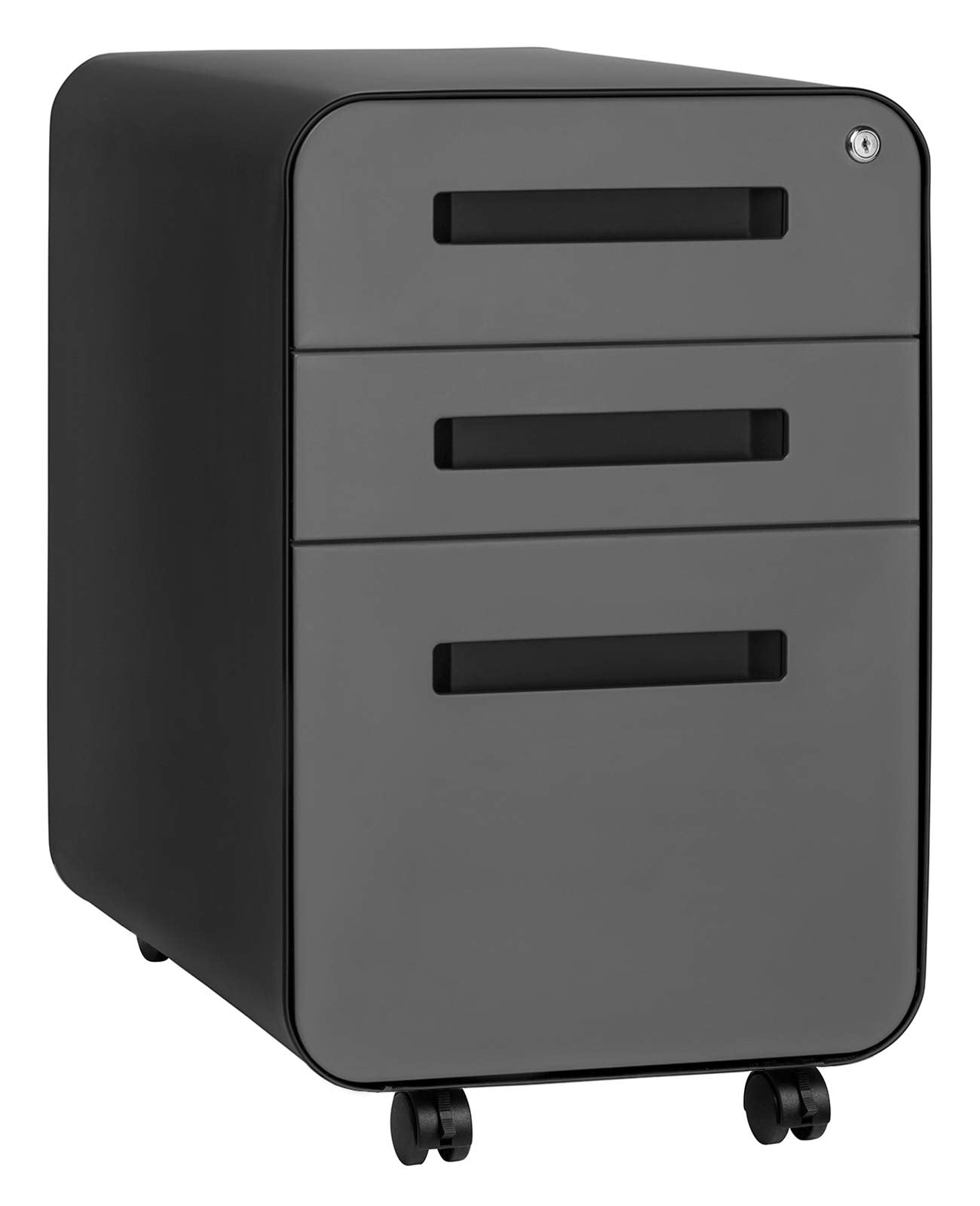 Laura Davidson Furniture Stockpile 3 Drawer File Cabinet with Lock - Under Office Desk Metal Filing Cabinet, Legal/Letter File Folders, Wheels and Stationary Feet, Pre-Assembled, Sage Green