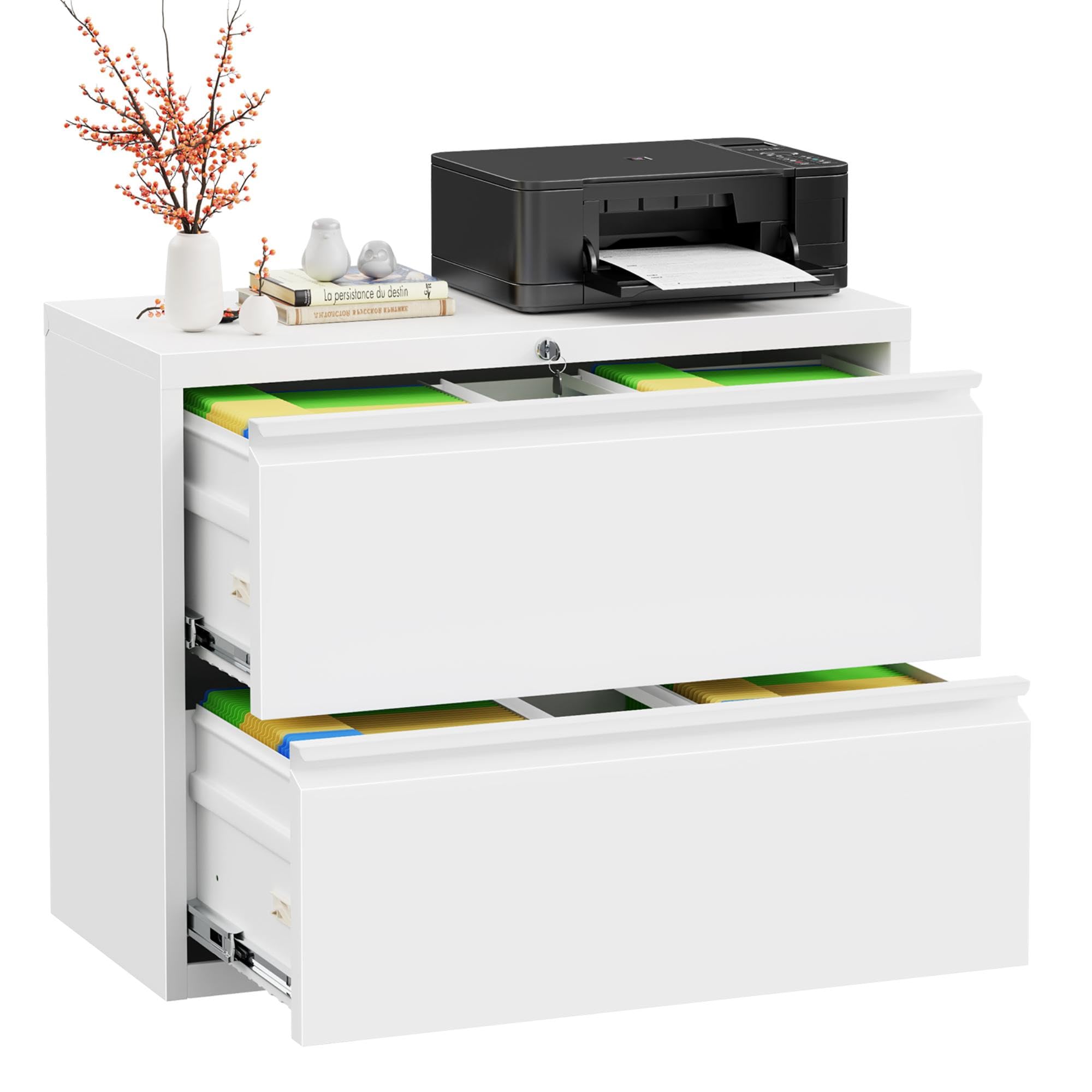 INTERGREAT 3 Drawer Filing Cabinet with Lock, White Mobile File Cabinet with Wheels, Rolling Small Metal Cabinets Under Desk for Home Office, Assembled