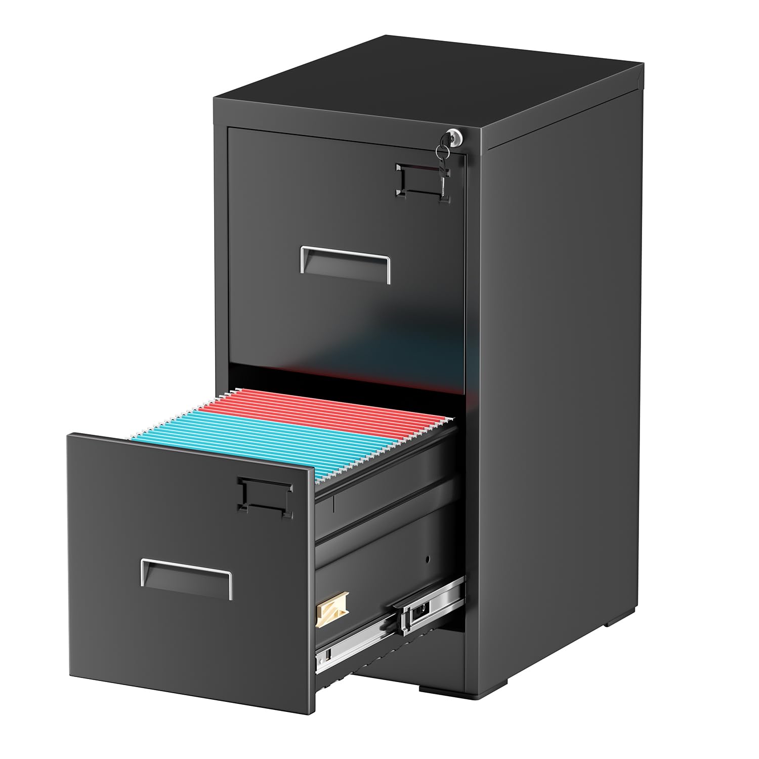 INTERGREAT 3 Drawer Filing Cabinet with Lock, White Mobile File Cabinet with Wheels, Rolling Small Metal Cabinets Under Desk for Home Office, Assembled