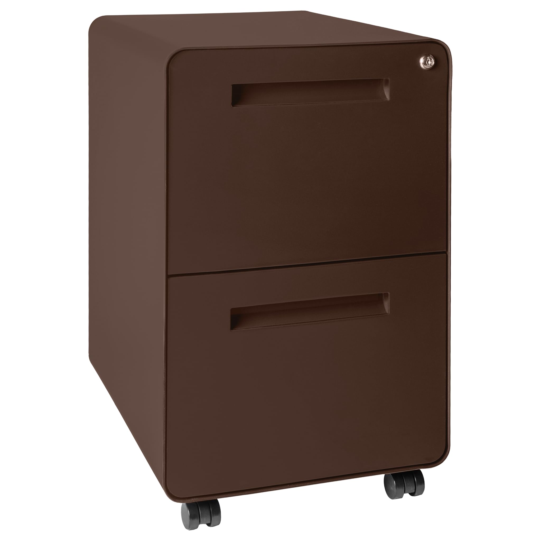 Laura Davidson Furniture Stockpile 2 Drawer Mobile File Cabinet with Lock - Under Desk Metal Filing Cabinet, Legal/Letter File Folders, Wheels and Stationary Feet, Pre-Assembled, Dark Brown
