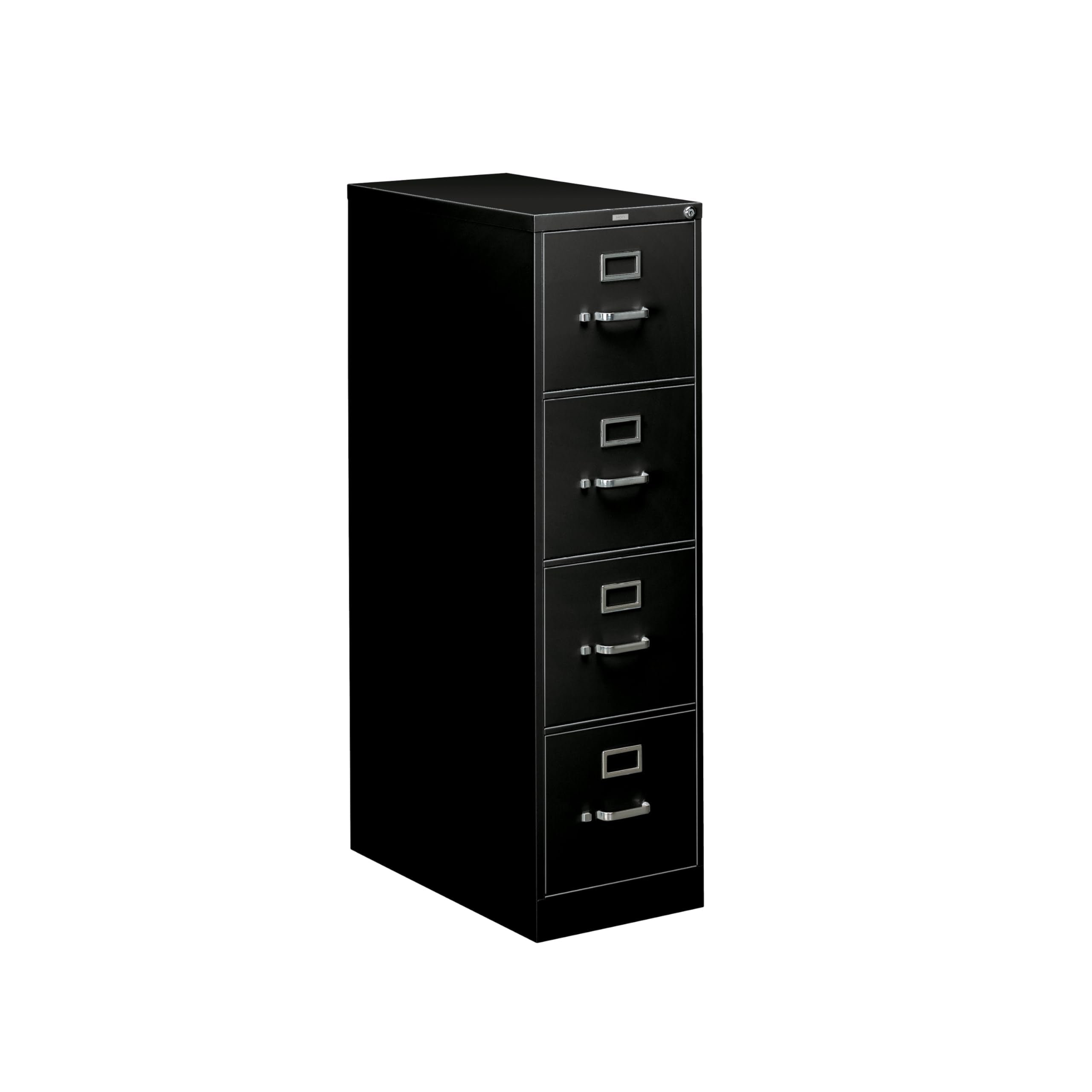HON 4 Drawer Vertical File Cabinet with Lock, Metal Filing Cabinets with 4-Drawers for Hanging Files and Letter Files, 25" Deep, Black