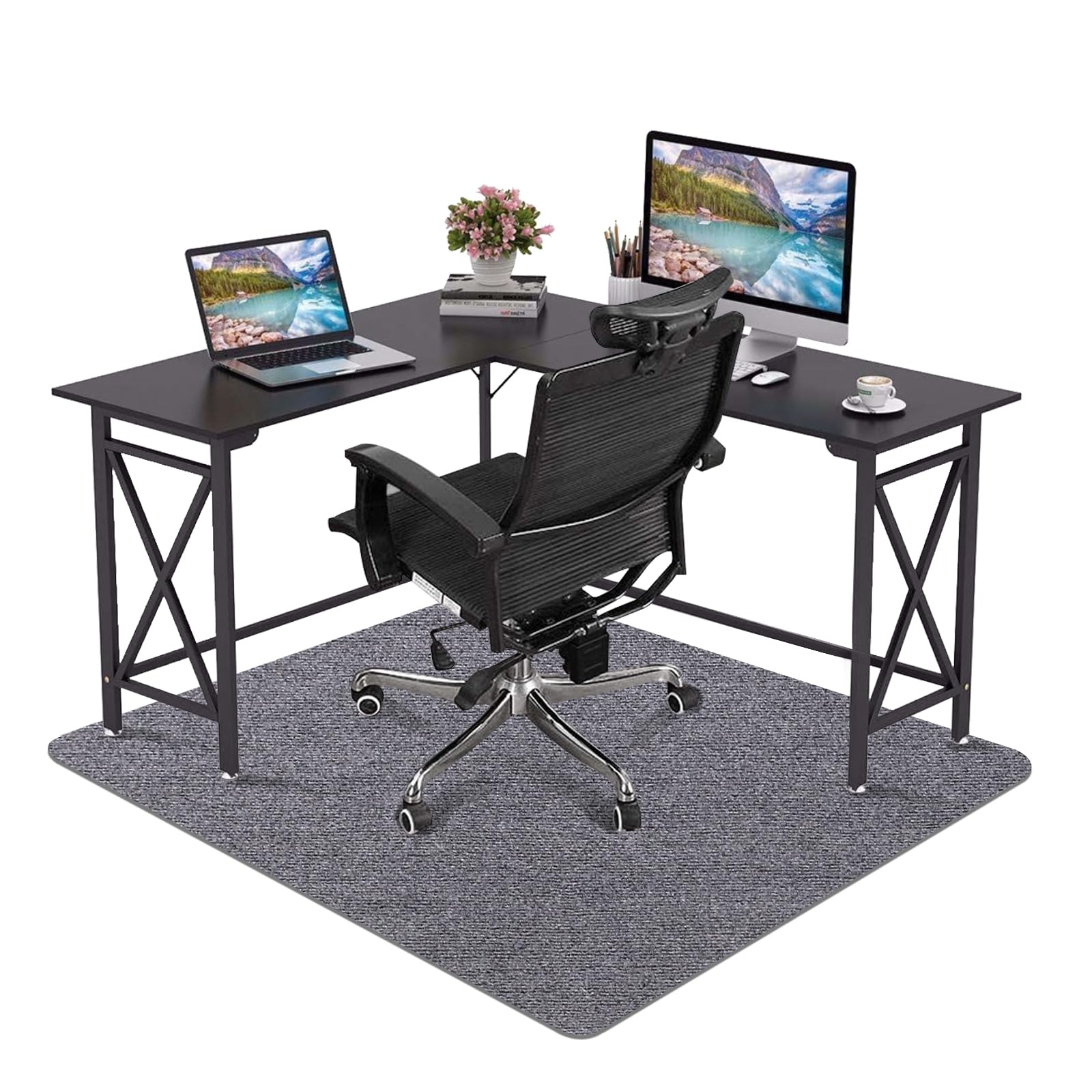 Office Chair Mat - for Hardwood Floors, Large Non-Slip Easy-Clean Floor Protection Blanket (Black, “48 x 36in”).