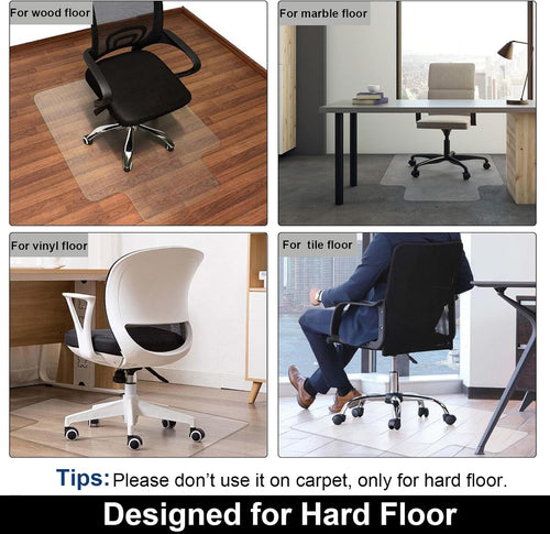 AiBOB Office Chair Mat for Hardwood Floor, 36 X 48 inches, Hard Floor Chair Mats Under Computer Desk, Easy Glide for Rolling Chairs