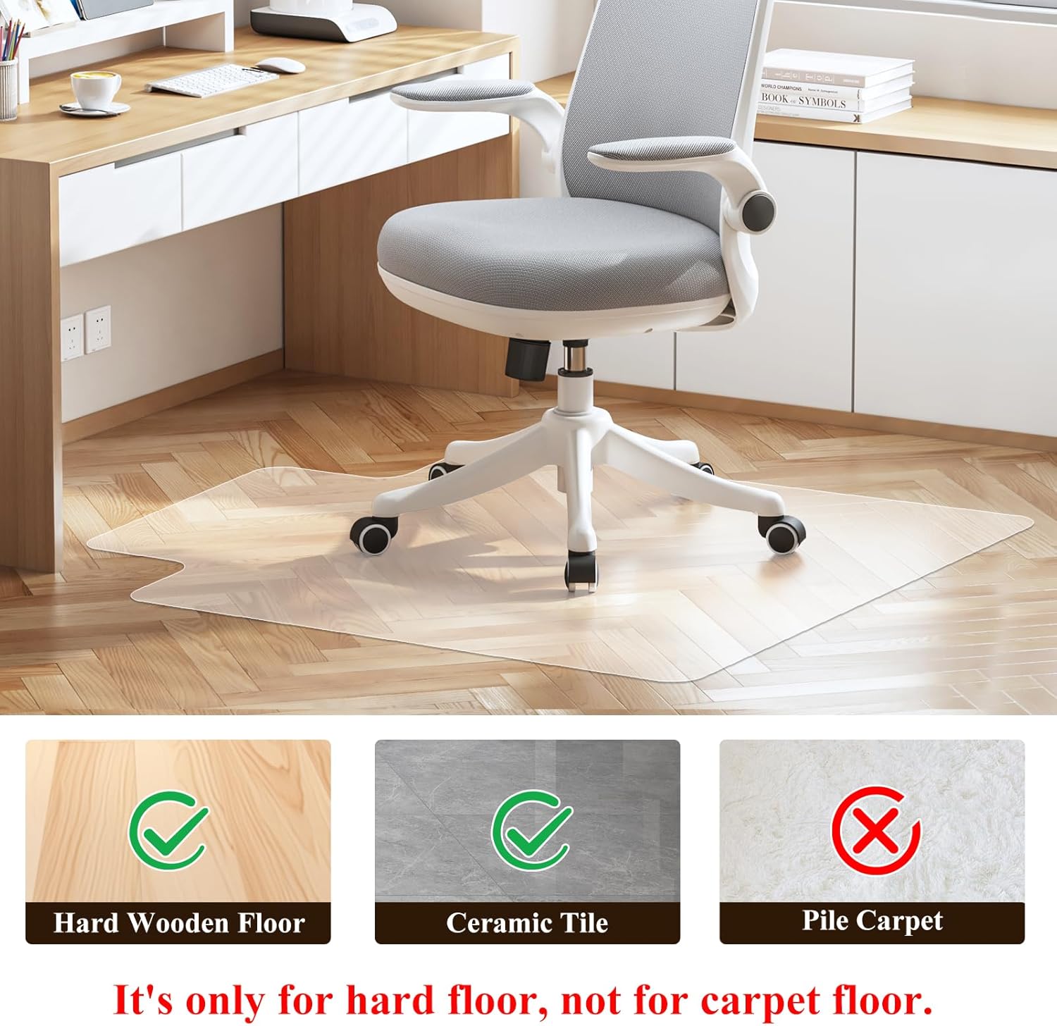 Office Chair Mat for Hardwood Floors - 36"x47" Desk Chair Mats Home Floor Protector Heavy Duty - Easy Clean