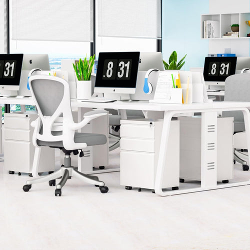 Bonusall 3 Drawer White File Cabinet, Fully Assembled Metal Rolling Filing Cabinet with Lock, Under Desk Drawer Filing Cabinets for Home Office Fit A4/Letter/Legal