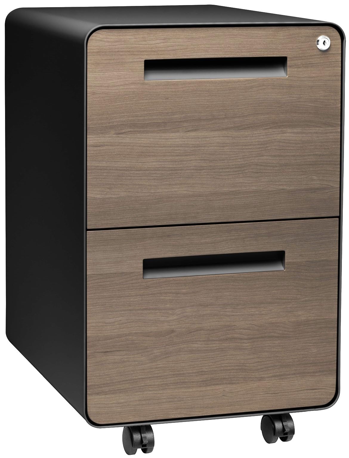 Laura Davidson Furniture Stockpile 2 Drawer Mobile File Cabinet with Lock - Under Desk Metal Filing Cabinet, Legal/Letter File Folders, Wheels and Stationary Feet, Pre-Assembled, Dark Brown