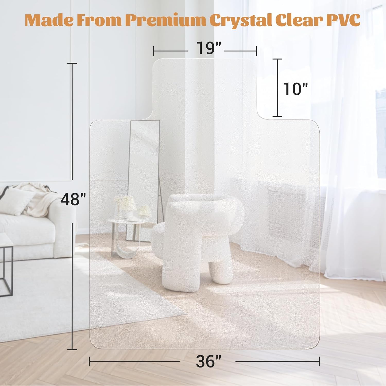 KMAT Office Chair Mat,Easy Glide Hard Wood Tile Floor Mats,Chair Mat for Home Office Rolling Chair,Heavy Duty Floor Protector -36"x48" with Lip