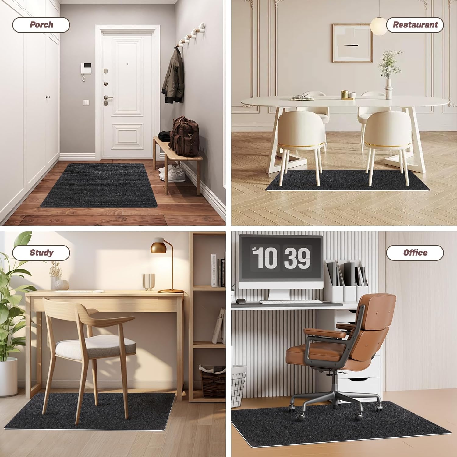 Office Chair Mat - for Hardwood Floors, Large Non-Slip Easy-Clean Floor Protection Blanket (Black, “48 x 36in”).