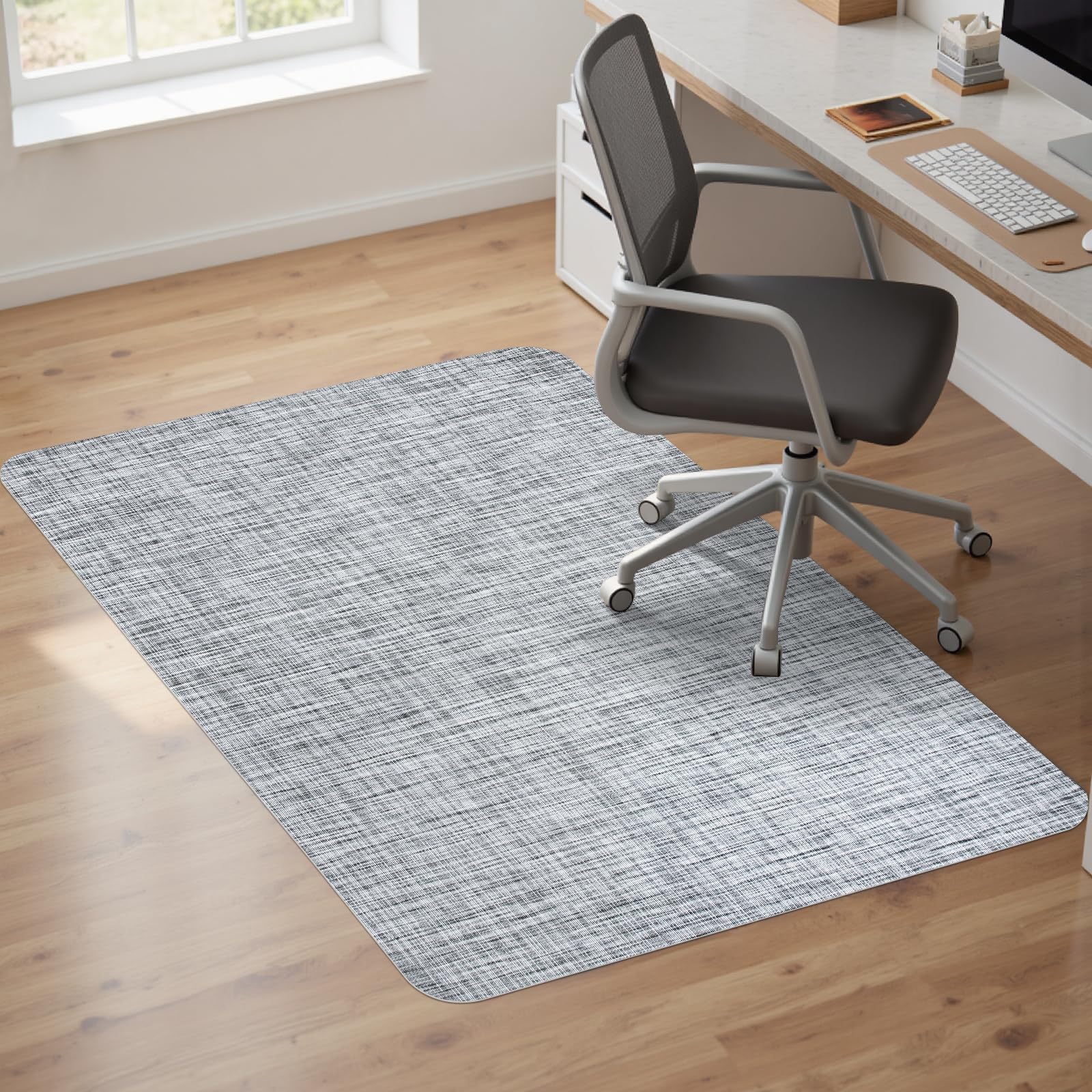 Sycoodeal Office Chair Mat for Hardwood Floor,Office Computer Gaming Chair Mat for Tile Floor,Large Floor Protector Rug,Anti-Slip,Easy to Clean,Pure Black(48"x36")