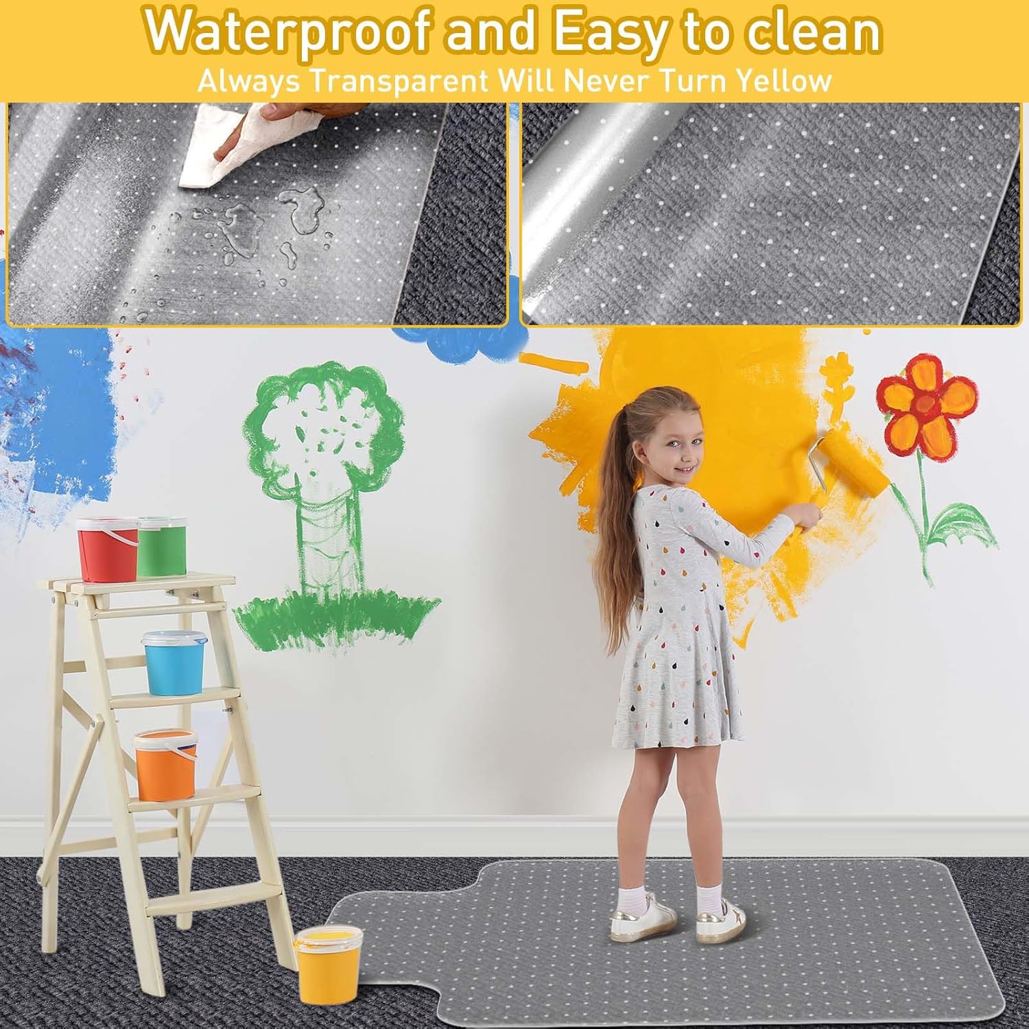 Heavy Duty Office Chair Mat for Carpet Floors & Desk Mat for Carpeted Floors - Clear Floor Protector with Extended Lip | Slip-Resistant, Easy Glide 36"x48" for Low/Flat Pile - Home, Office & Gaming