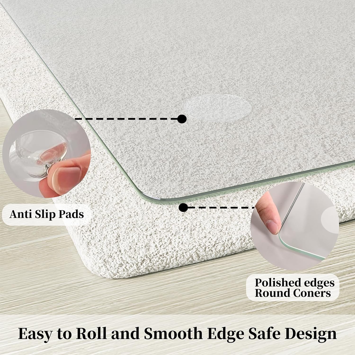 Glass Chair Mat 30" x 50" Heavy Duty Tempered Glass Office Chair Mat, Glass Floor Mat with Round Corner and Polished Edge for Smooth Glide, Carpet Hardwood Floor Protector