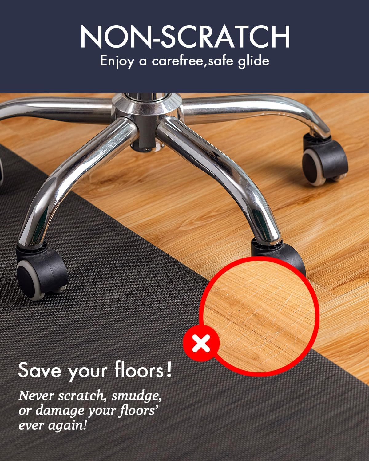 Office Chair Mat for Hardwood Floor Under Desk Computer Rolling Chair Mat for Wood/Tile Floor Non-Slip Heavy Duty Desk Rug PVC Plastic Hard Floor Protector 36" x 48" (Espresso)