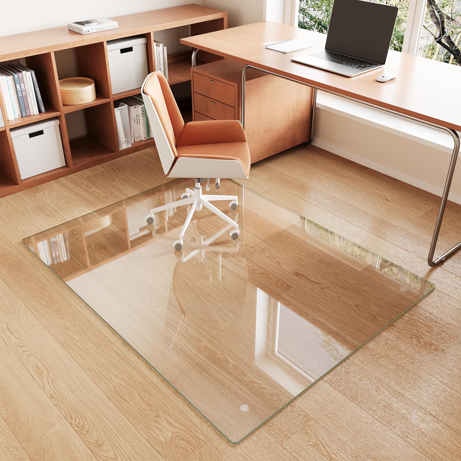 Glass Chair Mat 30" x 50" Heavy Duty Tempered Glass Office Chair Mat, Glass Floor Mat with Round Corner and Polished Edge for Smooth Glide, Carpet Hardwood Floor Protector
