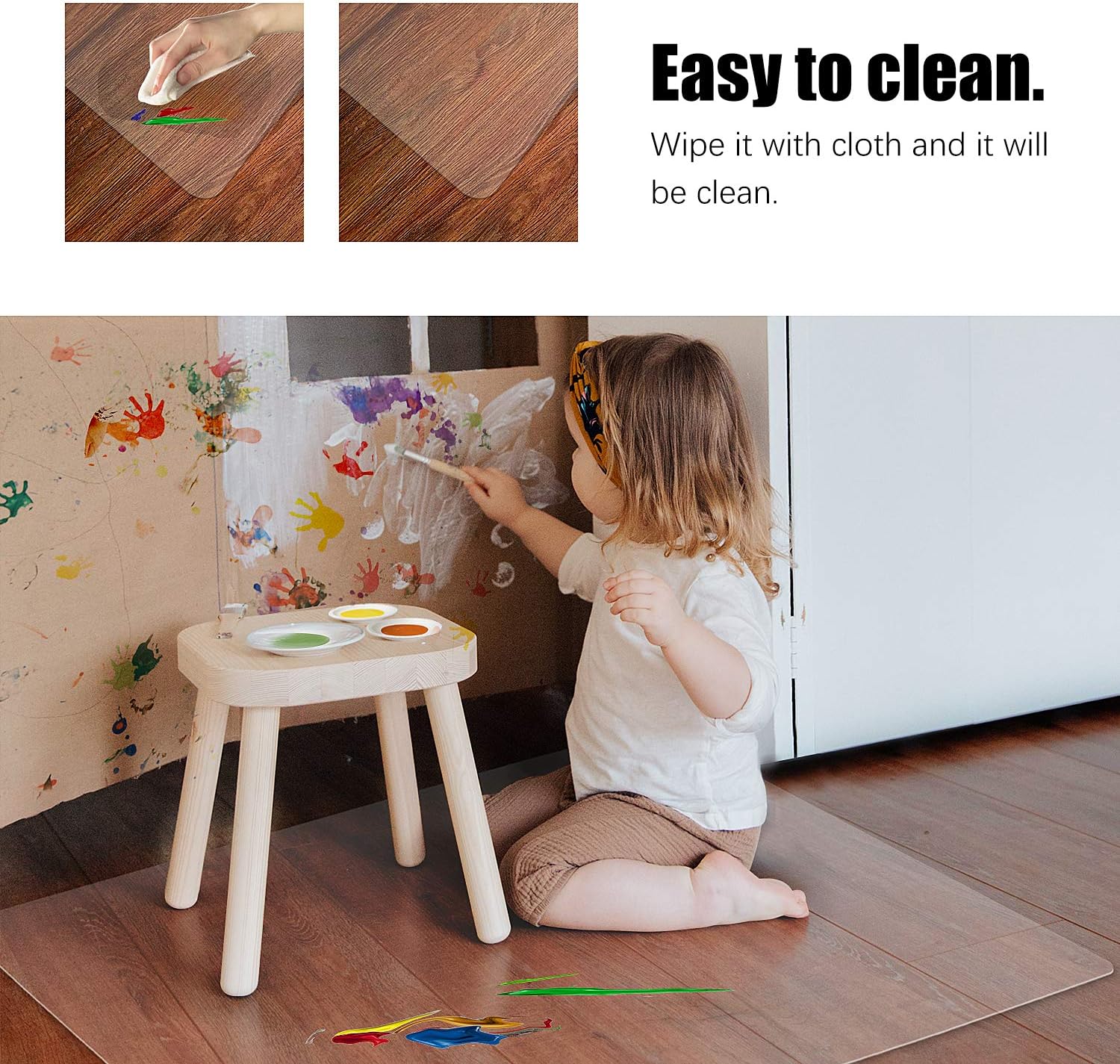 Kuyal Clear Chair mat for Hardwood Floor 30 x 48 inches Transparent Floor Mats Wood/Tile Protection Mat for Office & Home (30" X 48" Rectangle)