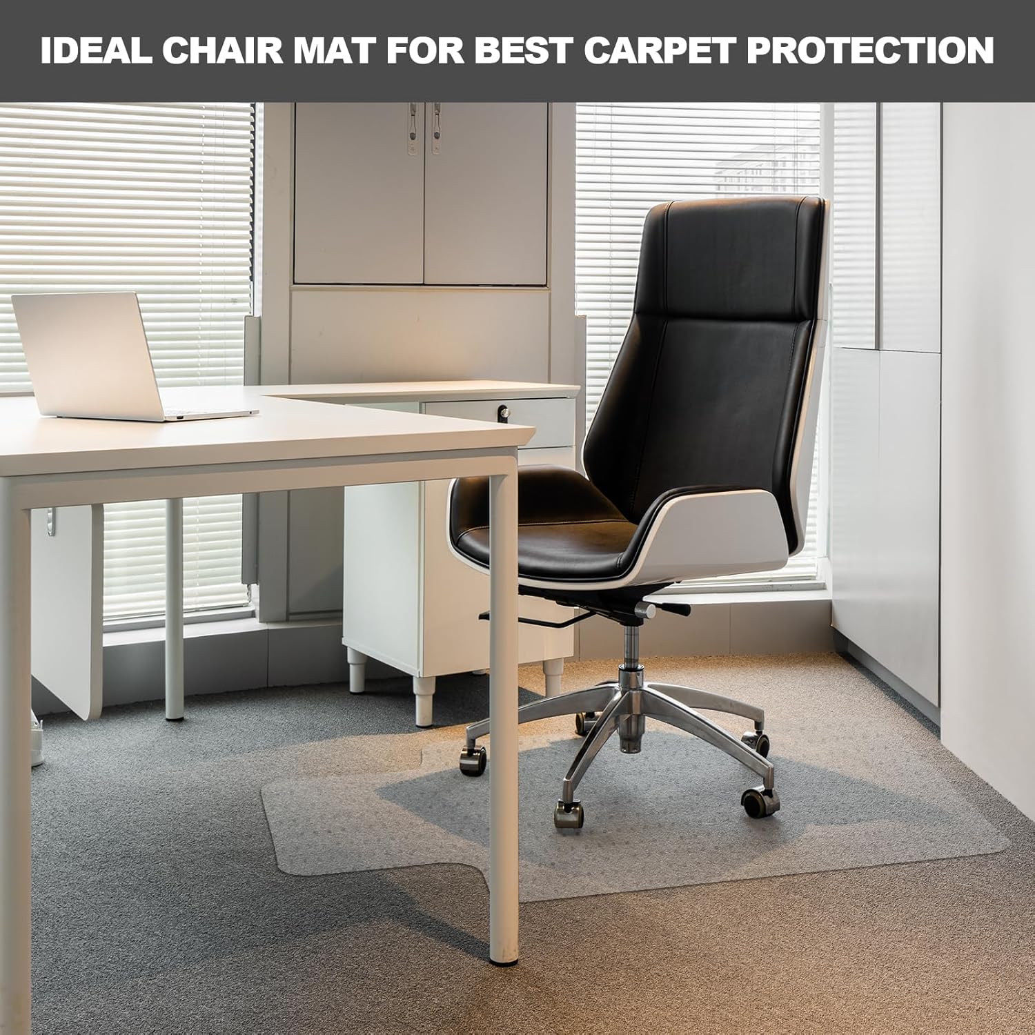 Chair Mat for Carpet- Low Pile (1/4" Thick) Carpet Protector for Office Gaming Computer Desk Chair. Heavy Duty Desk Chair Mat for Carpeted Floors, Semi Transparent