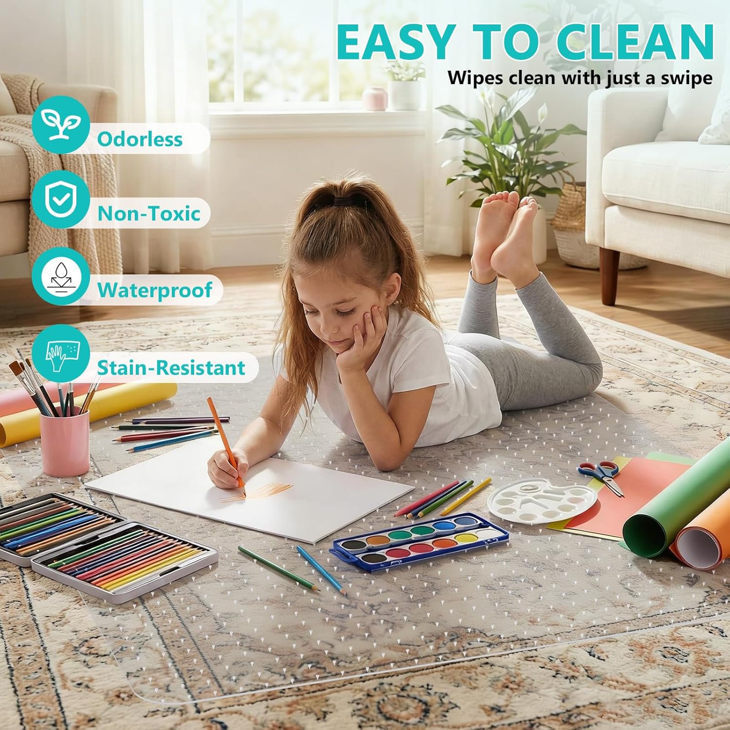 Office Chair Mat for Low Pile Carpet with Lip, 48" x 60" Clear Heavy Duty Plastic Floor Protector for Smooth Rolling Desk & Computer Chairs, Under Desk Chair Mat for Home Office