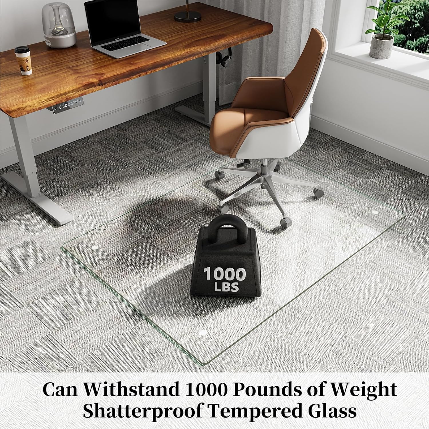 Glass Chair Mat 30" x 50" Heavy Duty Tempered Glass Office Chair Mat, Glass Floor Mat with Round Corner and Polished Edge for Smooth Glide, Carpet Hardwood Floor Protector